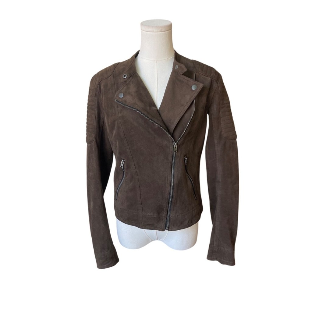 Hollister Womens Faux Suede Moto Jacket Size M Zipper Biker Indie Sleaze